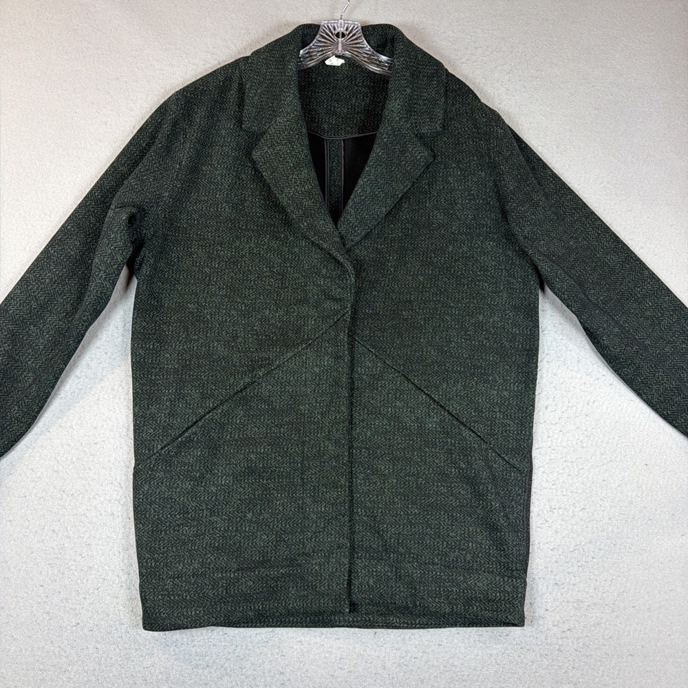 Lululemon Athletica Women's Jacket Black Swan Herringbone Snap Front Blazer Sz 8